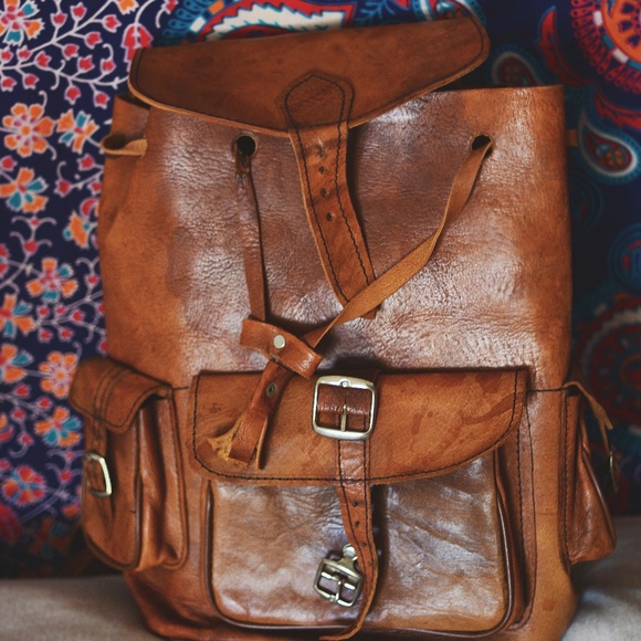 leather adventure backpack